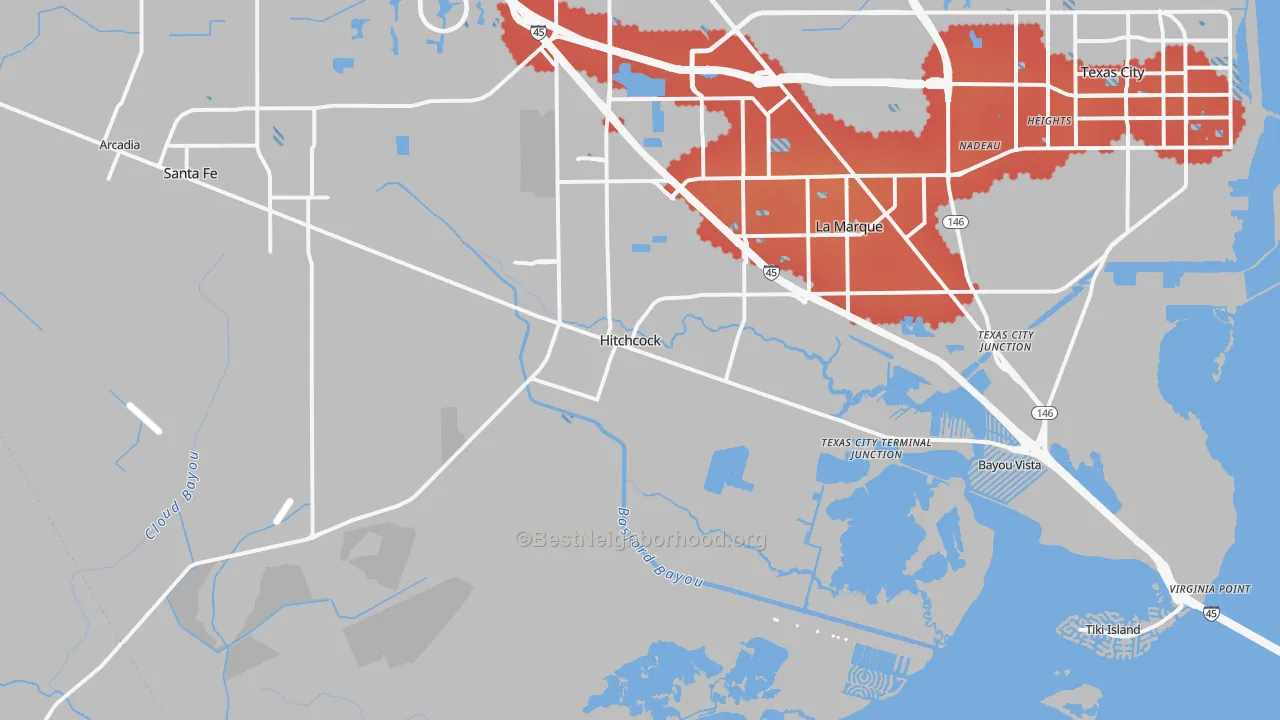 Transit Grade map of Hitchcock, TX