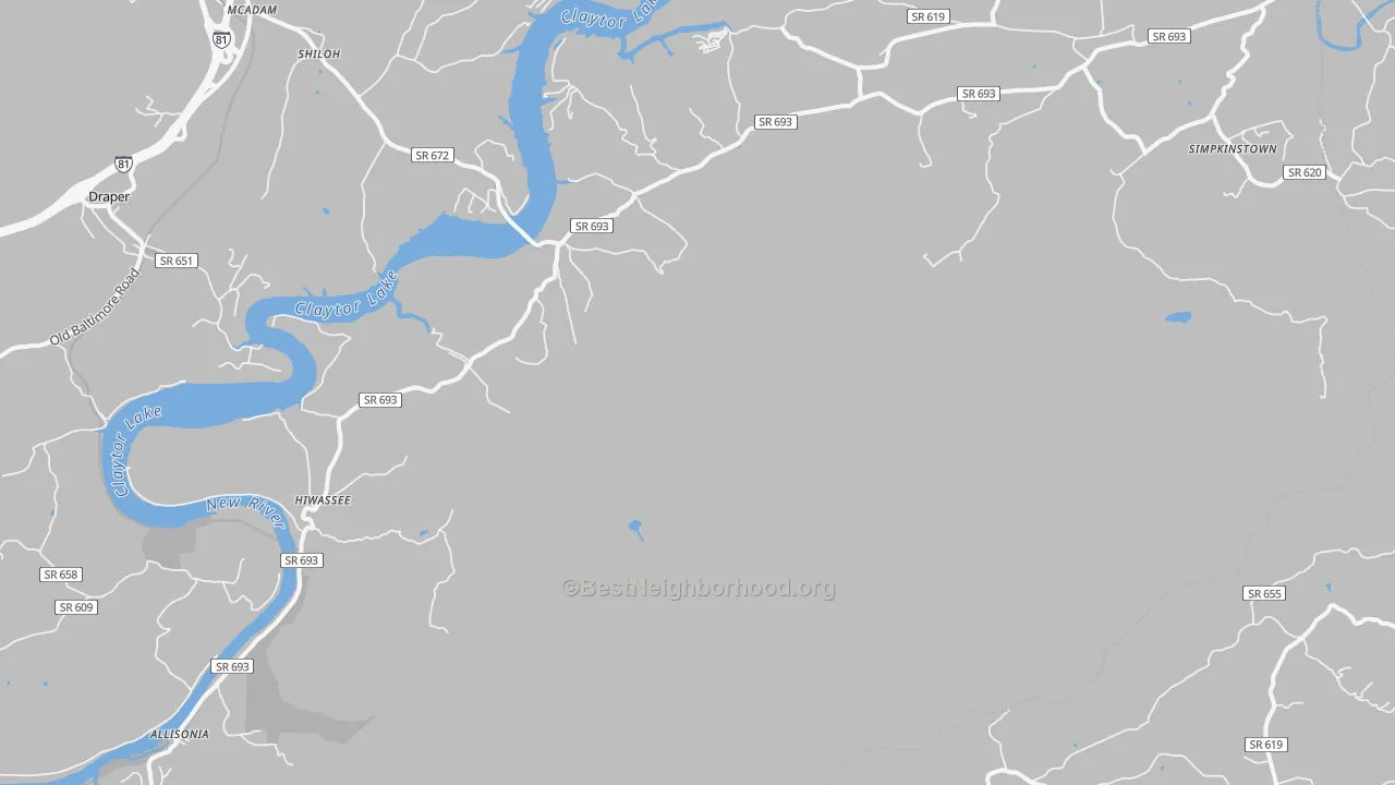 Transit Grade map of Hiwassee, VA