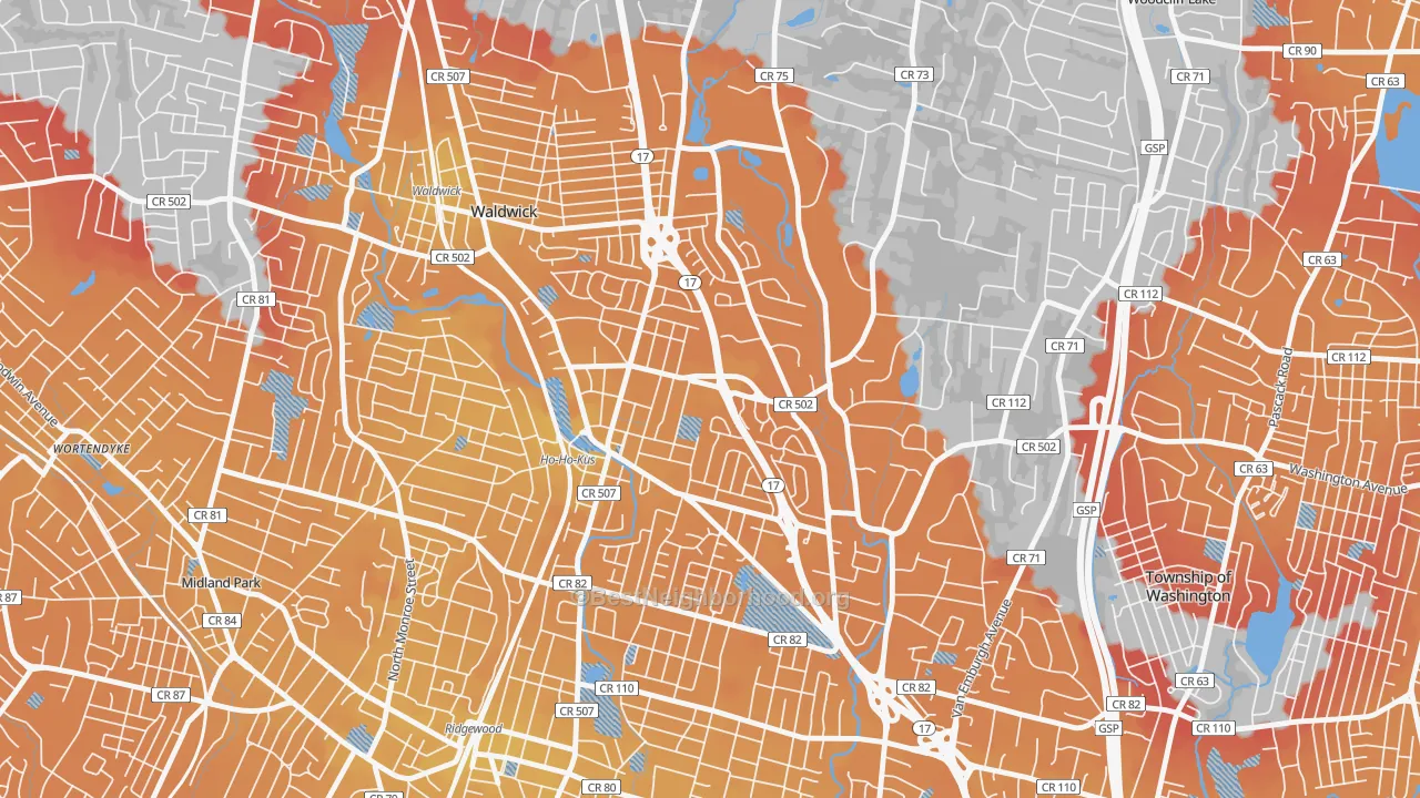 Transit Grade map of Ho-Ho-Kus, NJ