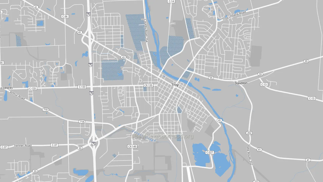 Transit Grade map of Hobart Circle Historic District, Troy, OH