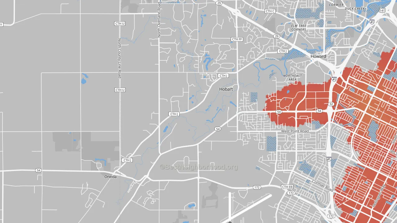 Transit Grade map of Hobart, WI
