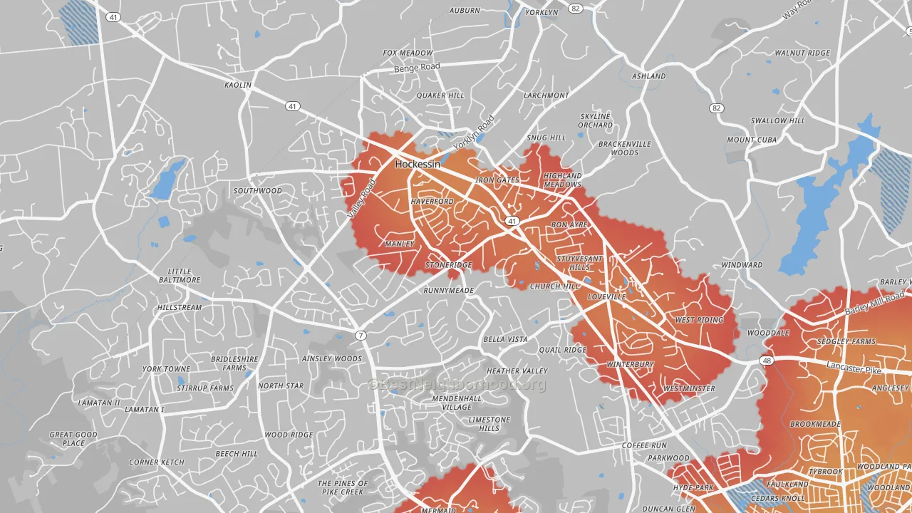 Transit Grade map of Hockessin, DE