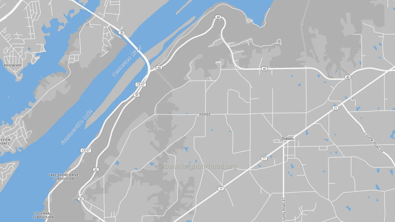 Transit Grade map of Hodge, AL