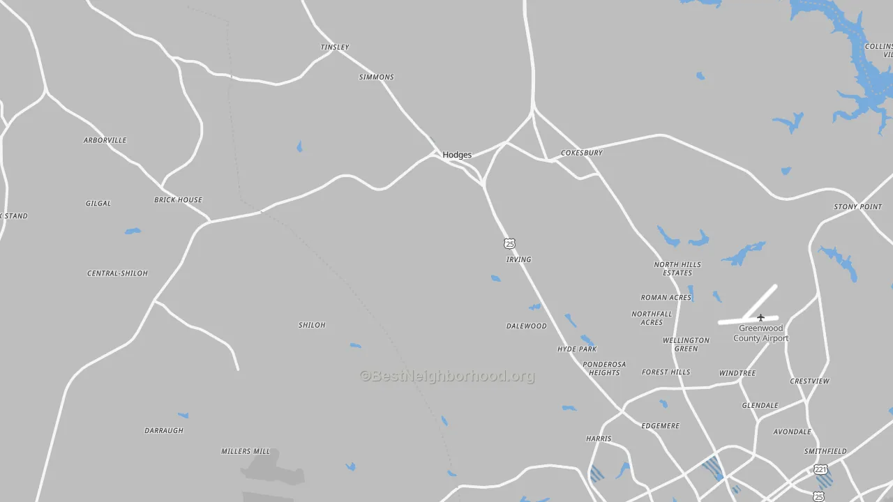 Transit Grade map of Hodges, SC