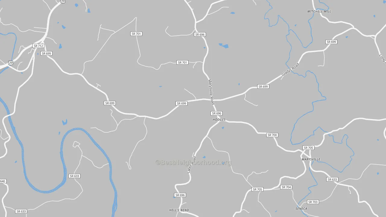 Transit Grade map of Hodges, VA