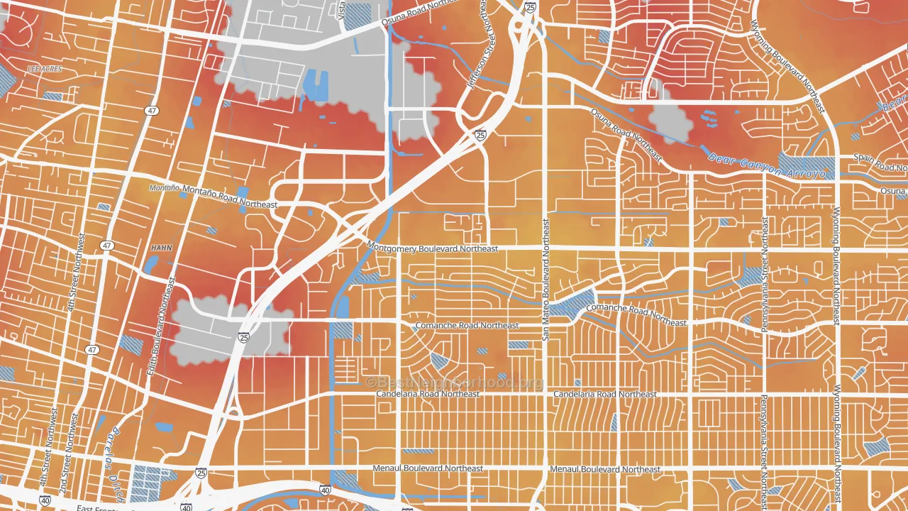 Transit Grade map of Hodgin, Albuquerque, NM