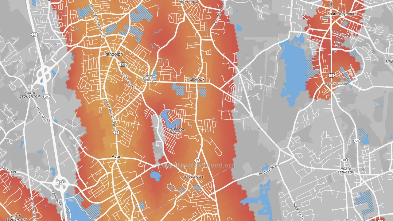 Transit Grade map of Holbrook, MA
