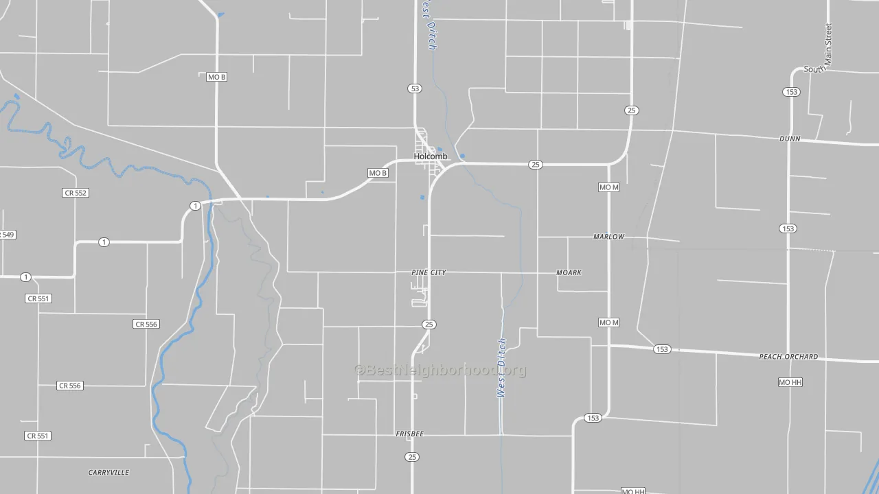 Transit Grade map of Holcomb, MO