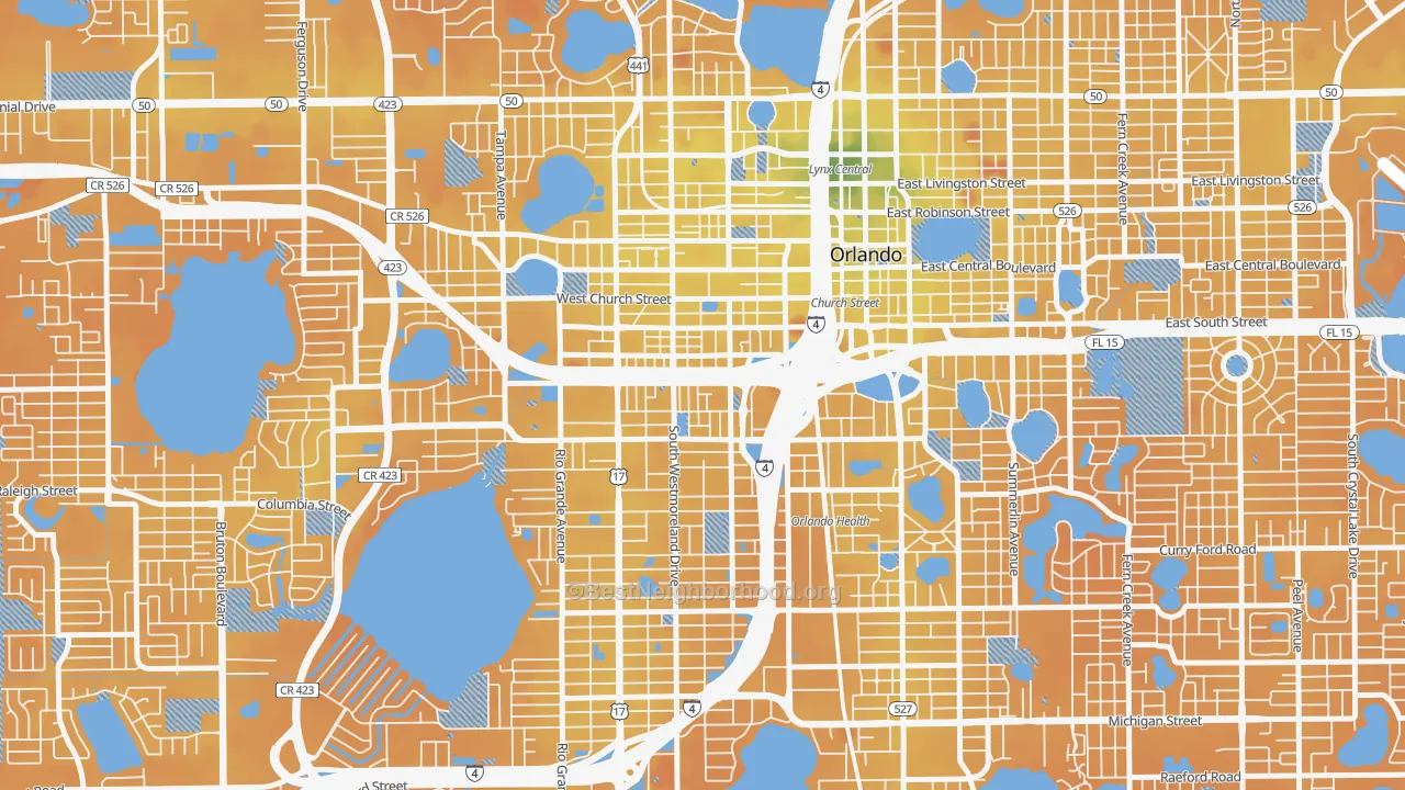 Transit Grade map of Holden-Parramore, Orlando, FL