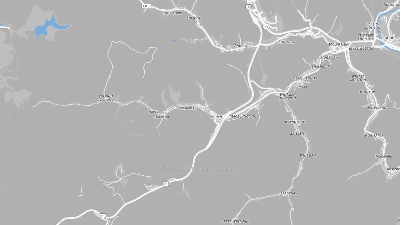 Transit Grade map of Holden, WV