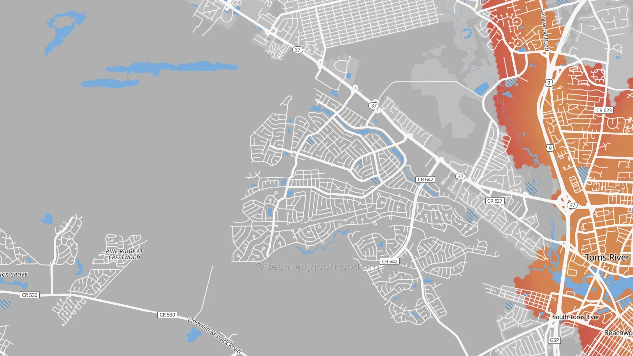 Transit Grade map of Holiday City-Berkeley, NJ