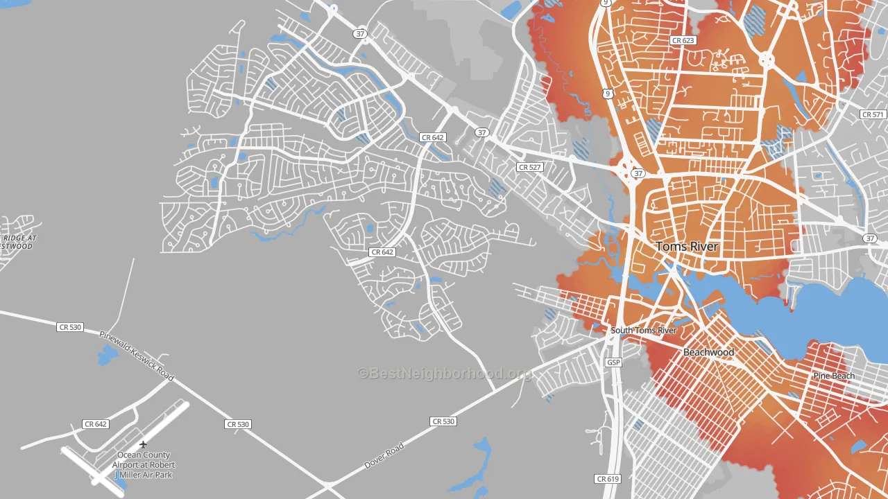 Transit Grade map of Holiday City South, NJ