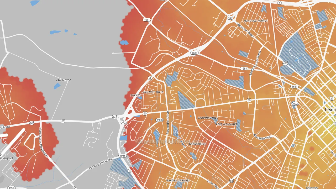 Transit Grade map of Holiday Hills, Lexington, KY