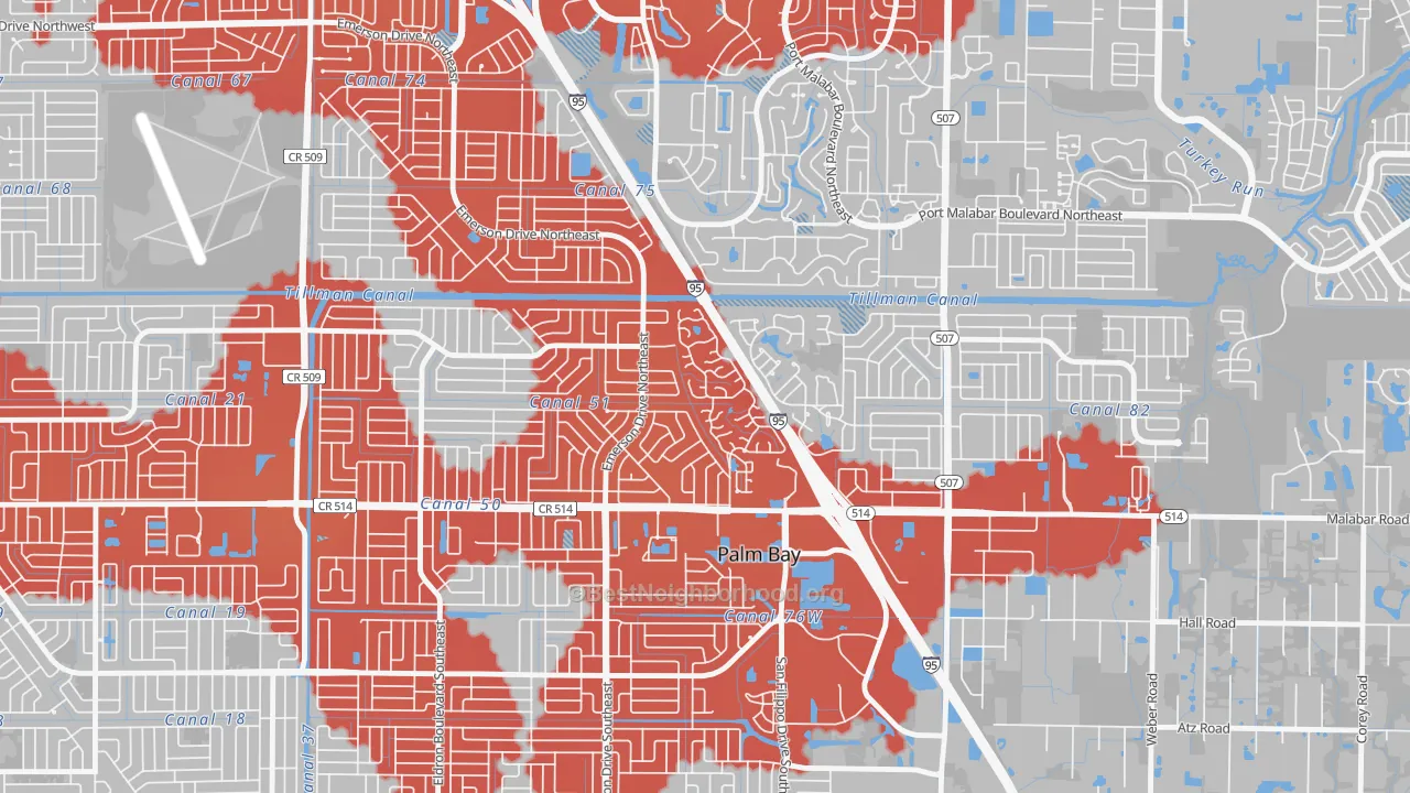 Transit Grade map of Holiday Park, Palm Bay, FL