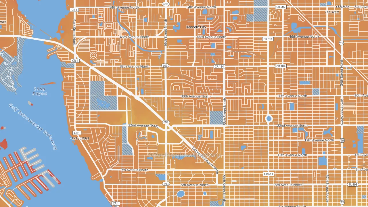 Transit Grade map of Holiday Park, St. Petersburg, FL