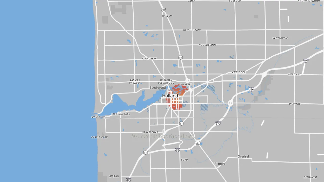 Transit Grade map of Holland, MI