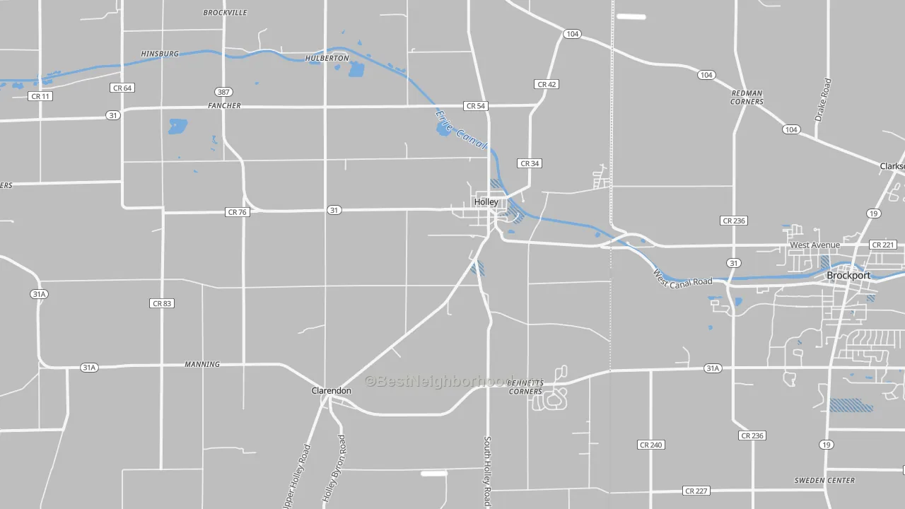 Transit Grade map of Holley, NY