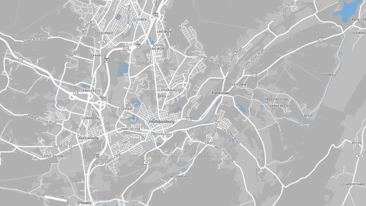 Transit Grade map of Hollidaysburg, PA