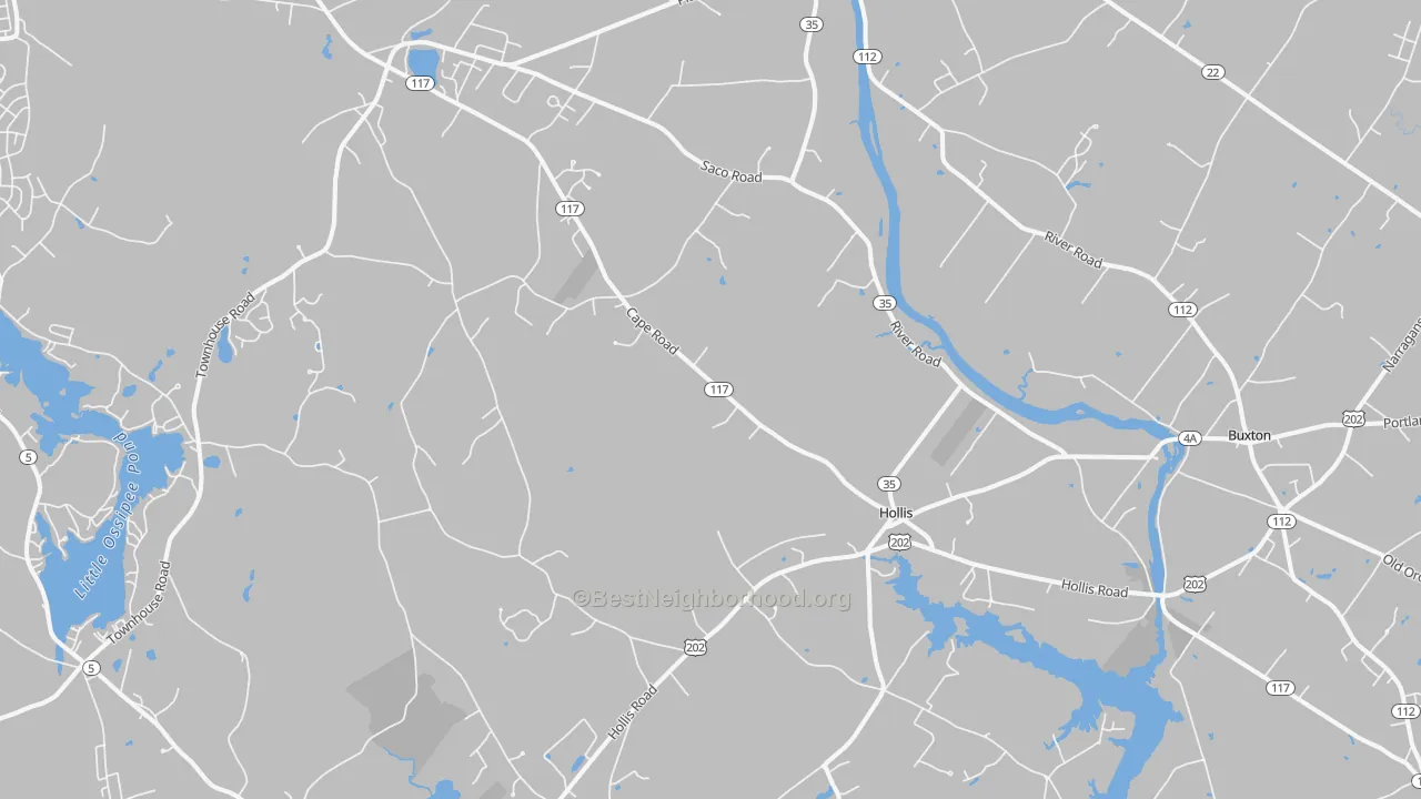 Transit Grade map of Hollis Center, ME