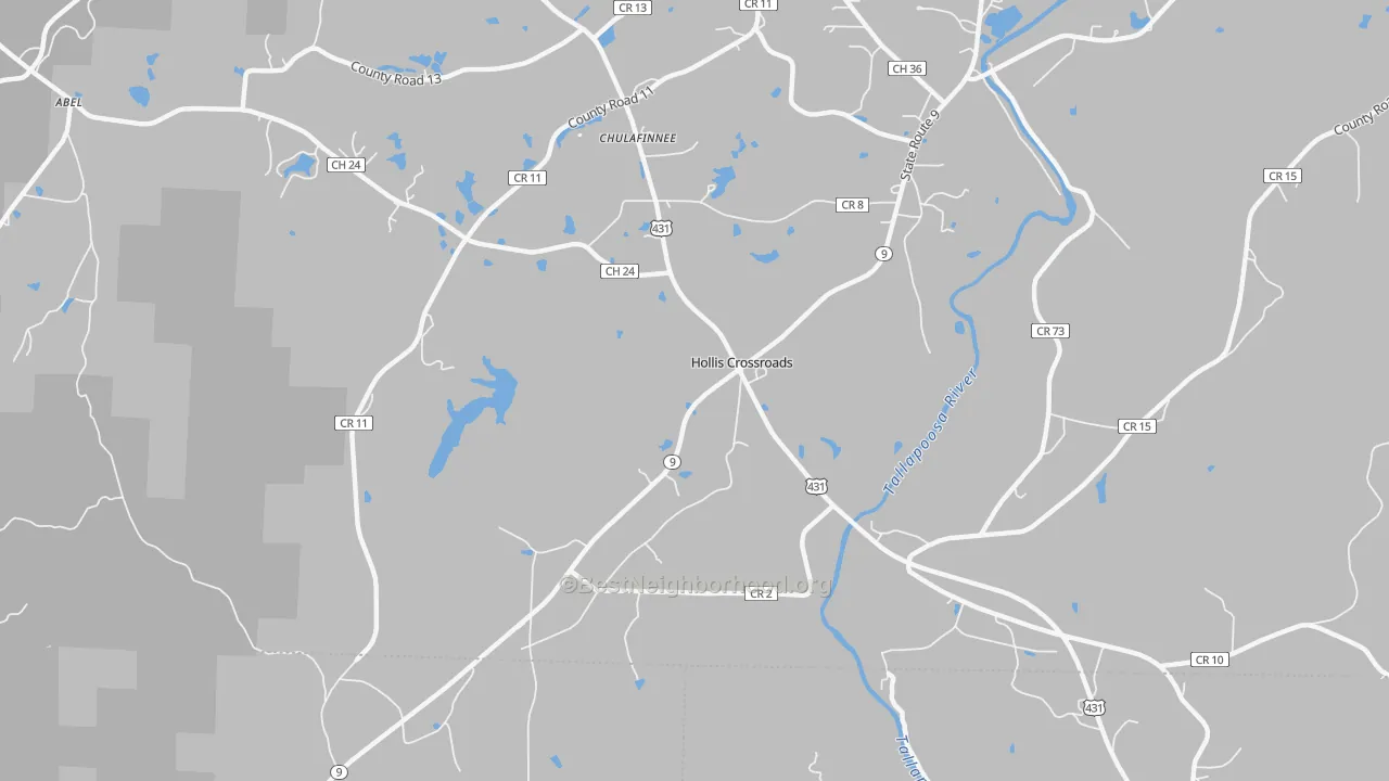 Transit Grade map of Hollis Crossroads, AL