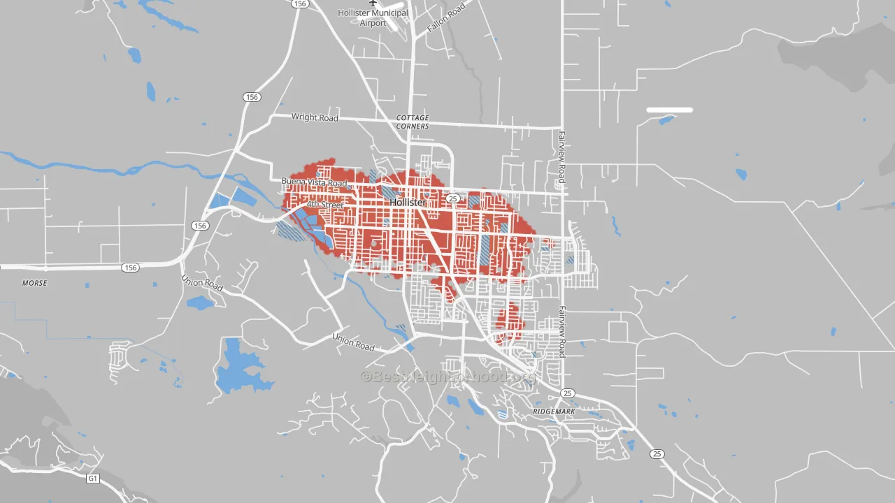 Transit Grade map of Hollister, CA