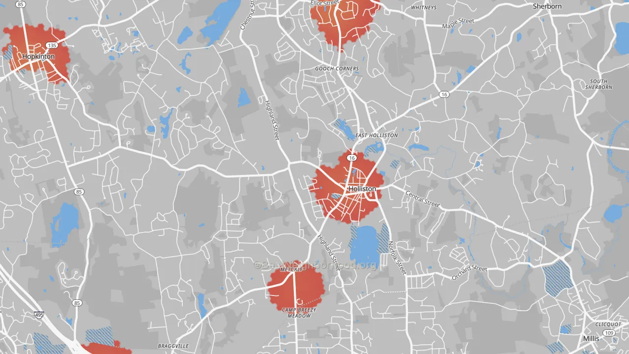 Transit Grade map of Holliston, MA