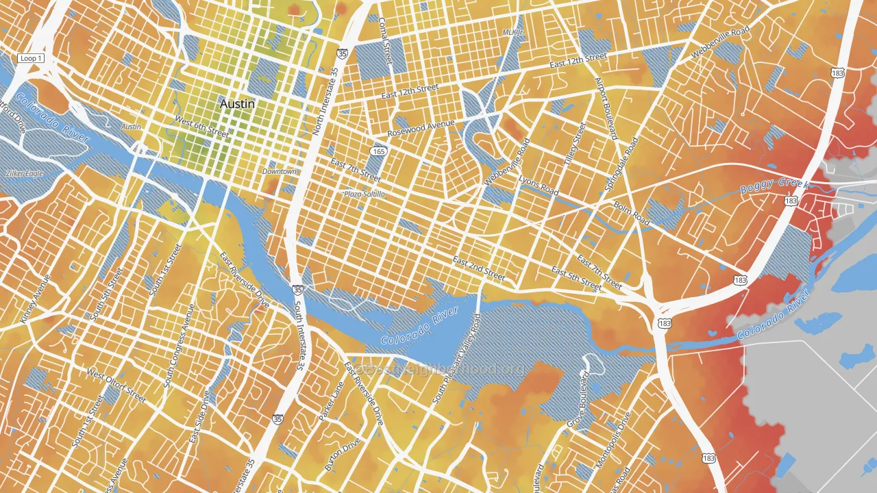 Transit Grade map of Holly, Austin, TX