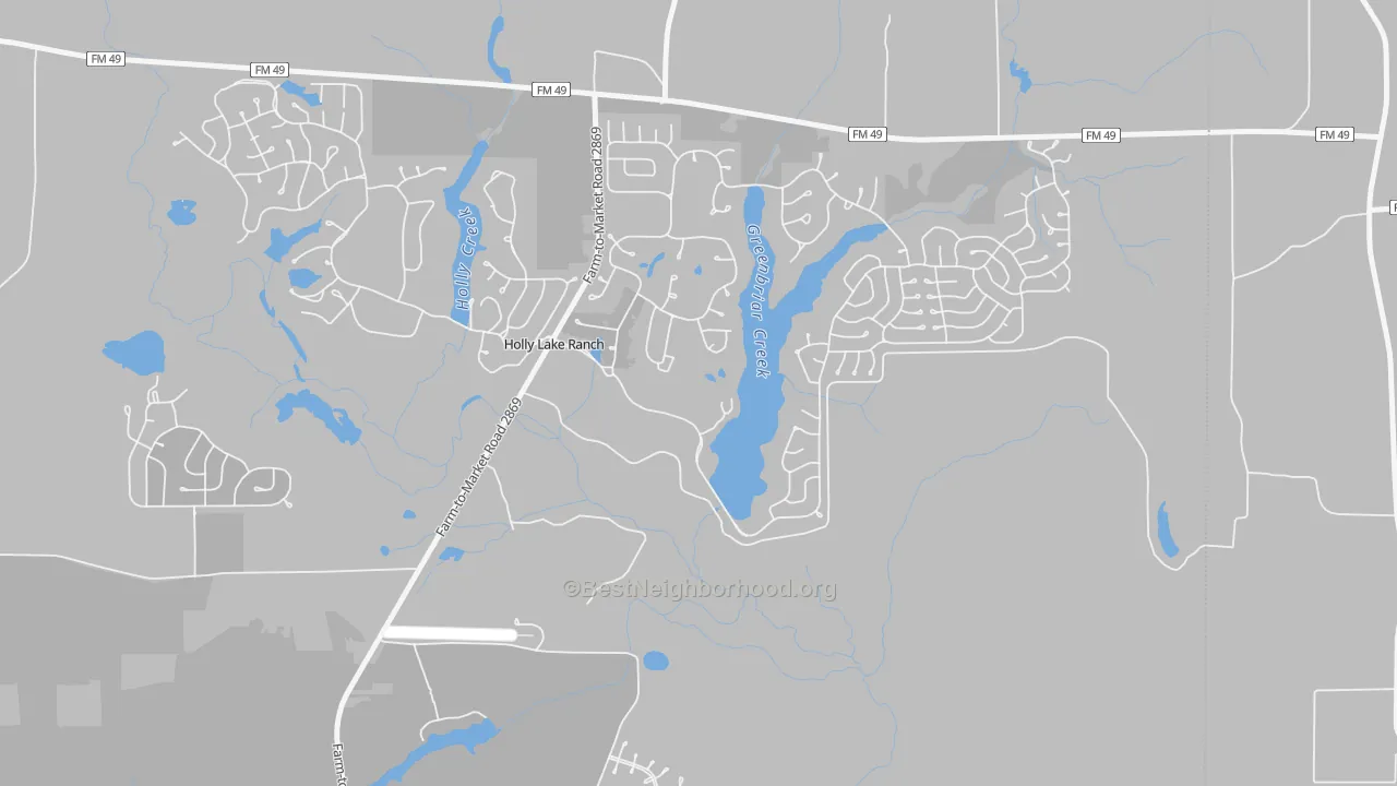 Transit Grade map of Holly Lake Ranch, TX
