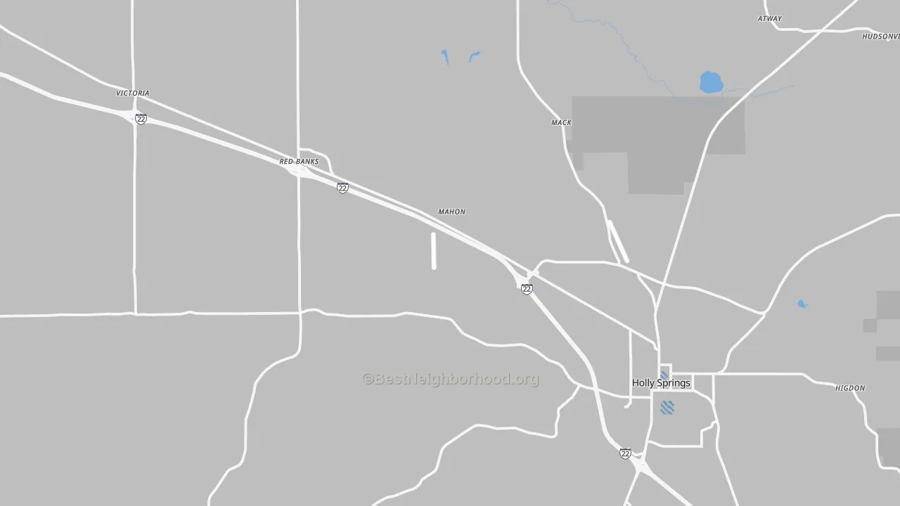 Transit Grade map of Holly Springs, MS