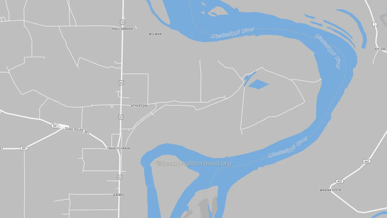 Transit Grade map of Hollybrook, LA