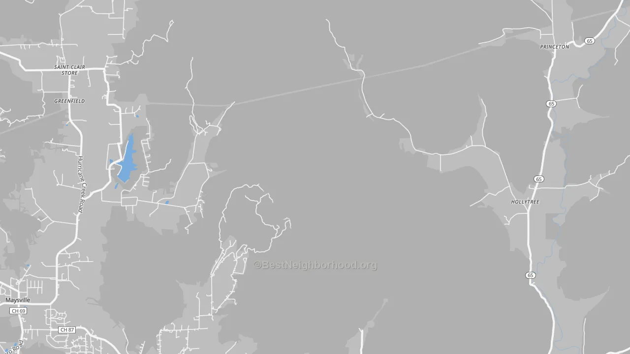 Transit Grade map of Hollytree, AL
