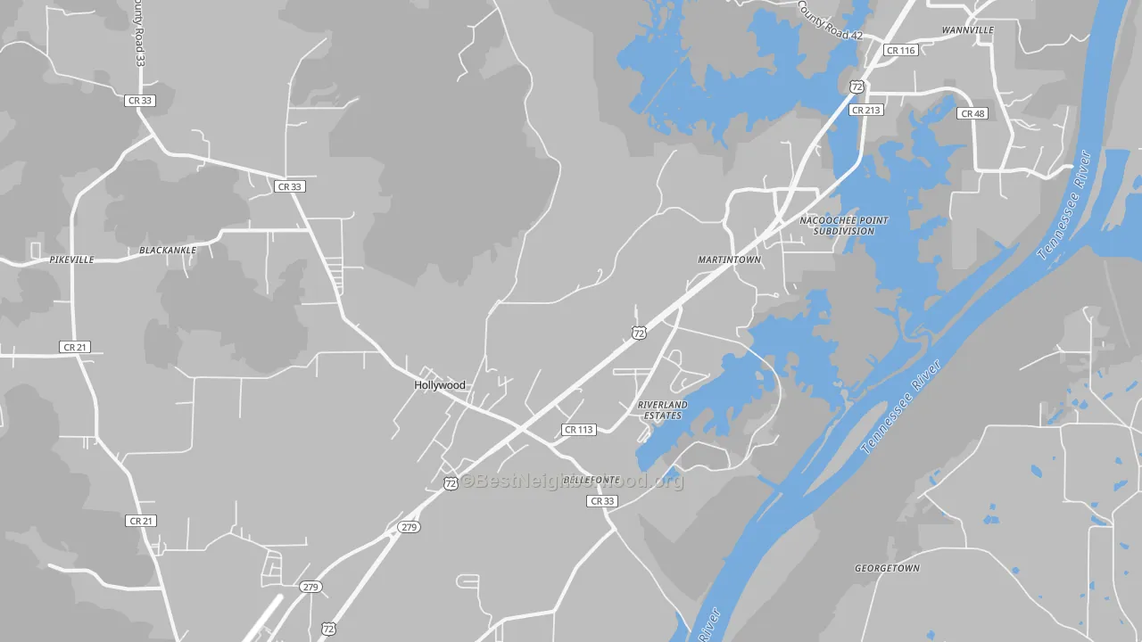Transit Grade map of Hollywood, AL
