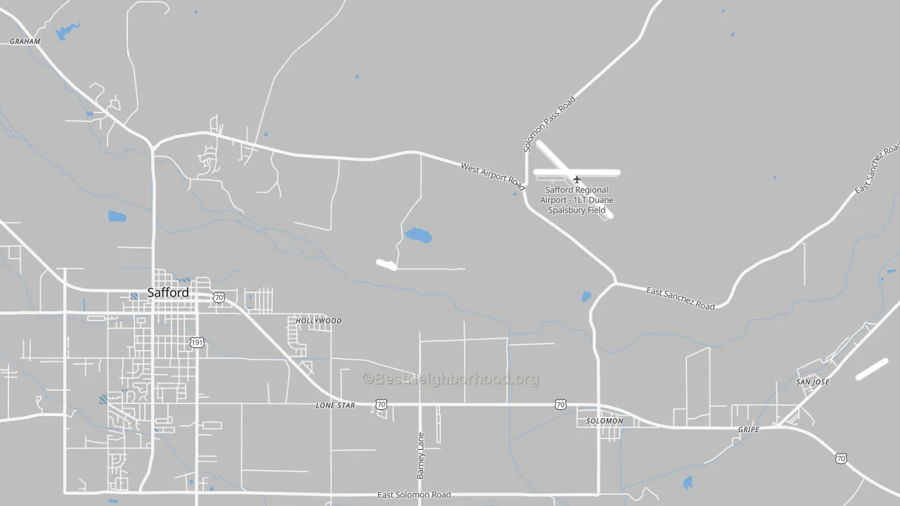 Transit Grade map of Hollywood, AZ