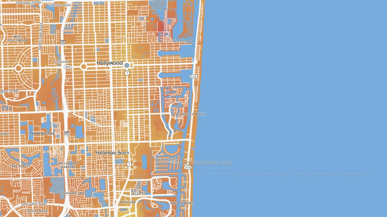 Transit Grade map of Hollywood Beach-Quadoman, Hollywood, FL