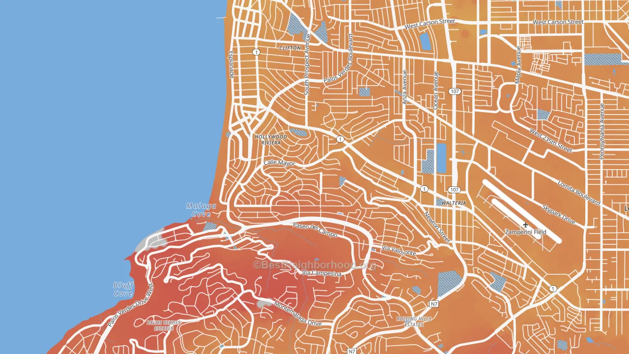 Transit Grade map of Hollywood Riviera, Redondo Beach, CA