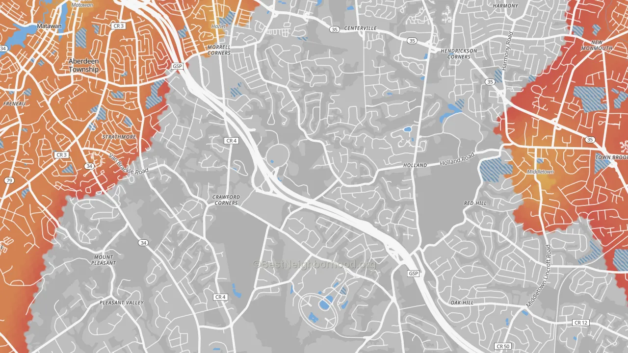 Transit Grade map of Holmdel, NJ