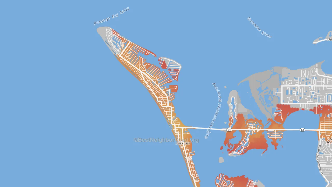 Transit Grade map of Holmes Beach, FL