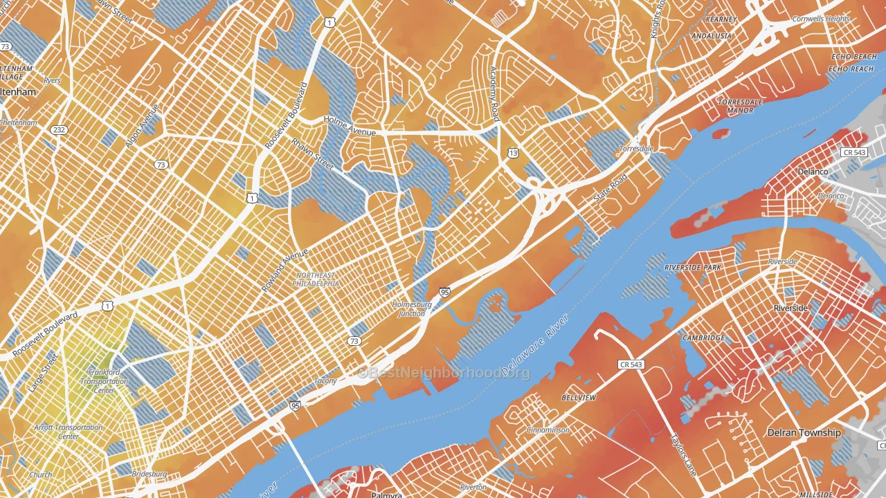 Transit Grade map of Holmesburg, Philadelphia, PA