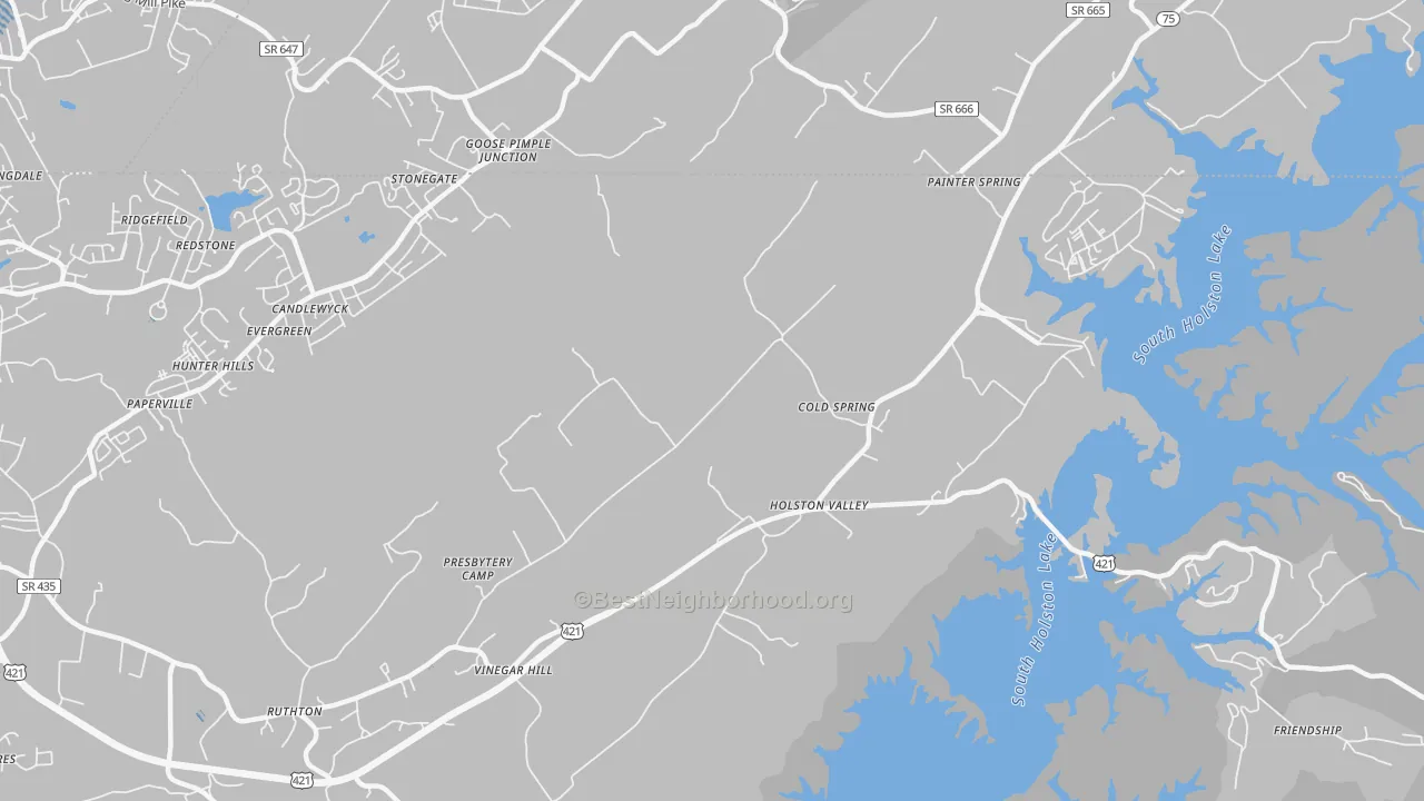Transit Grade map of Holston Valley, TN