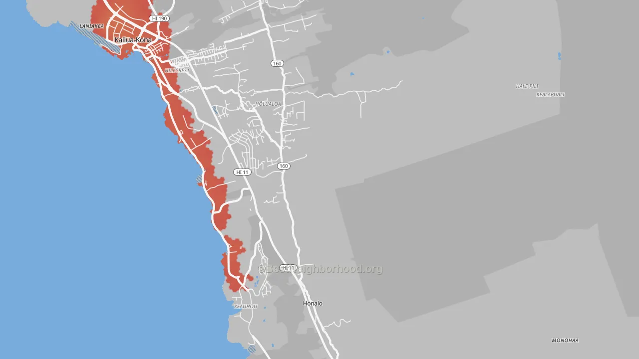 Transit Grade map of Holualoa, Kailua-Kona, HI