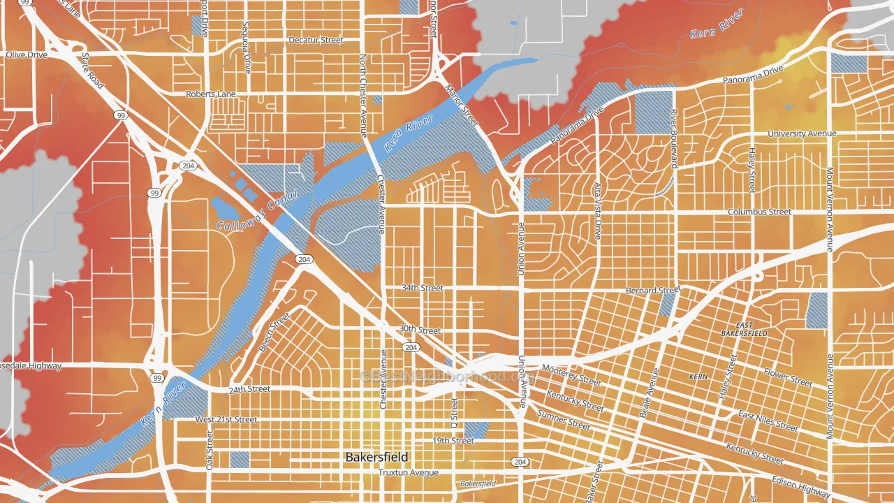Transit Grade map of Homaker Park, Bakersfield, CA