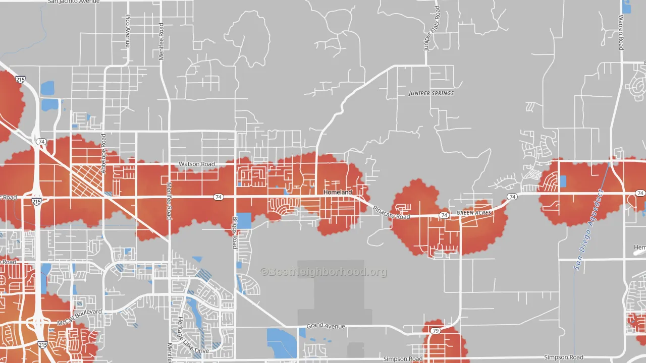 Transit Grade map of Homeland, CA