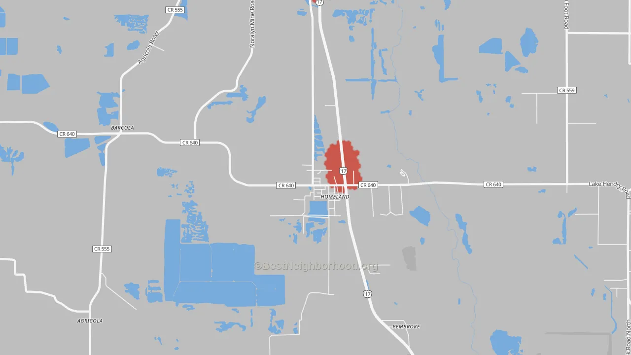 Transit Grade map of Homeland, FL