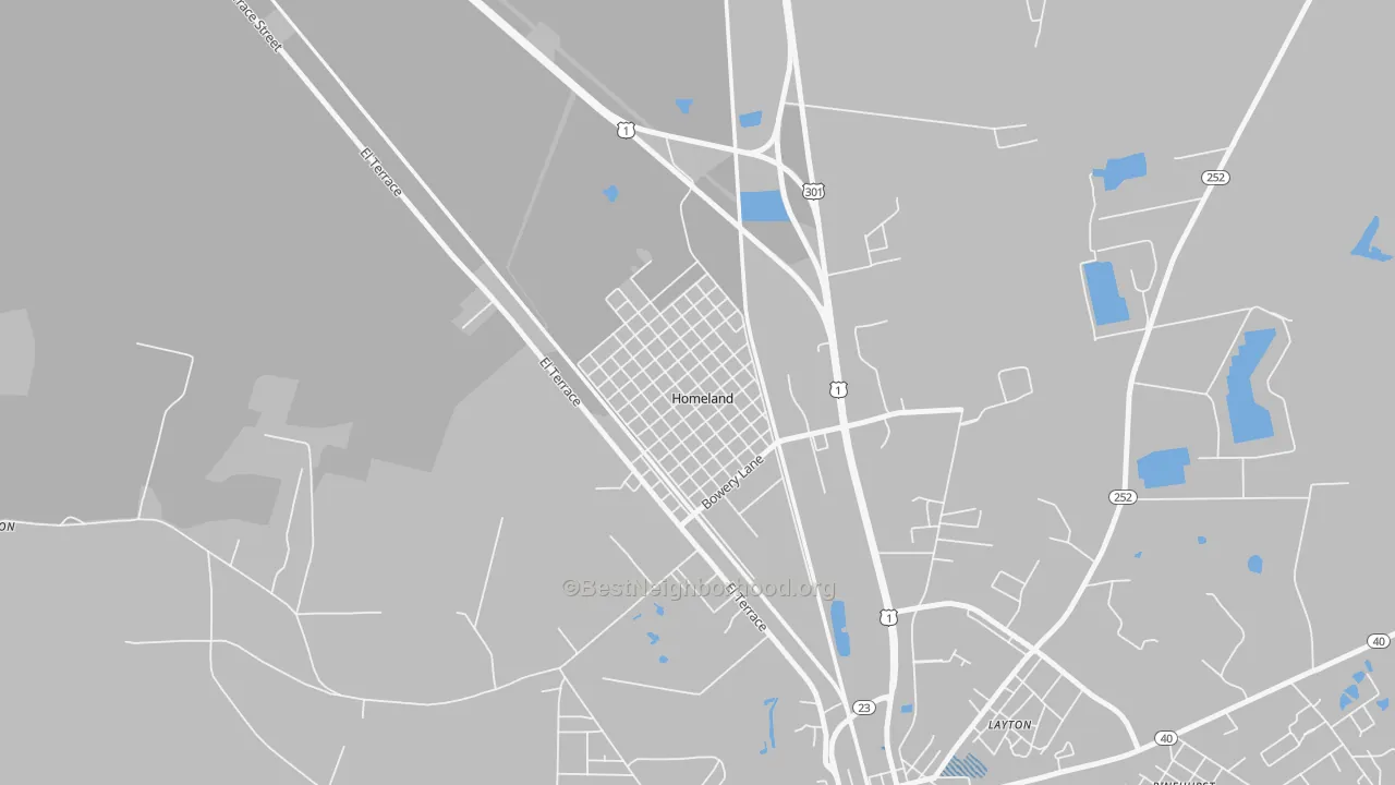 Transit Grade map of Homeland, GA