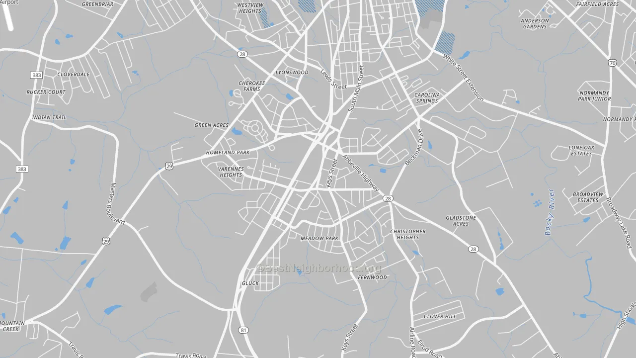 Transit Grade map of Homeland Park, SC