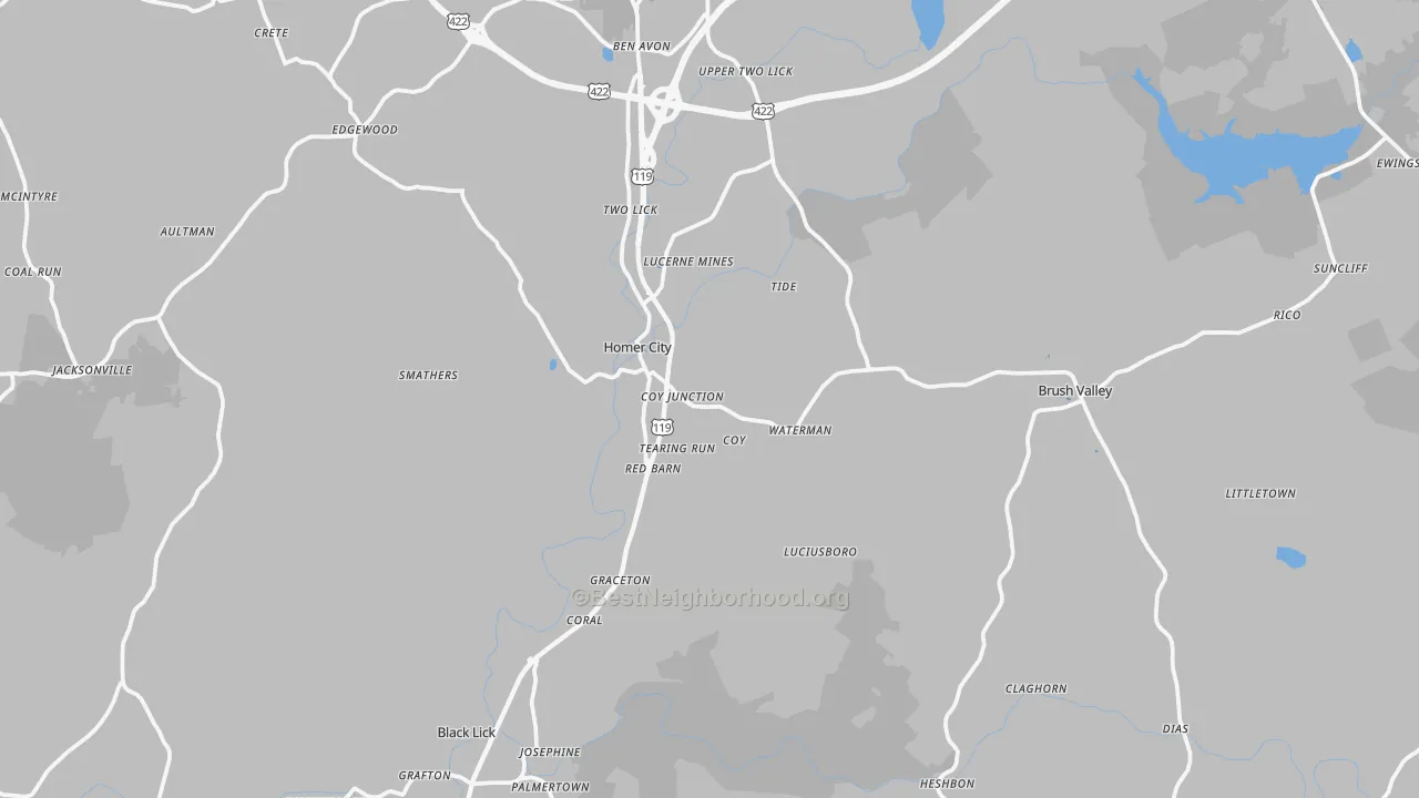Transit Grade map of Homer City, PA