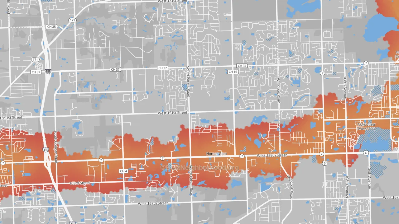 Transit Grade map of Homer Glen, IL