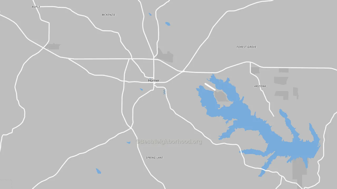 Transit Grade map of Homer, LA