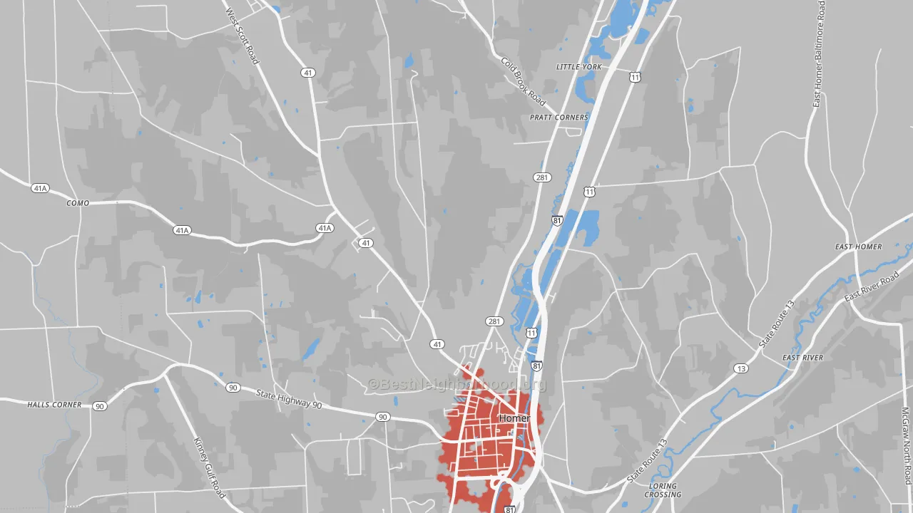 Transit Grade map of Homer, NY