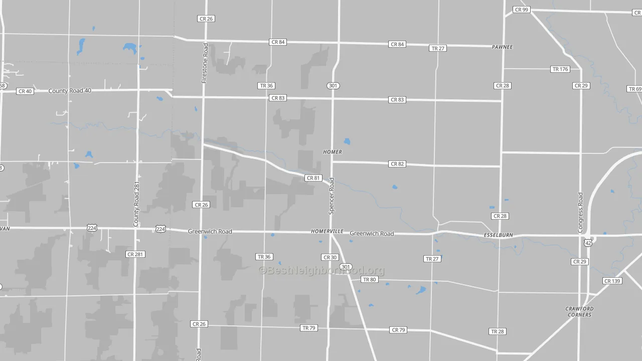 Transit Grade map of Homerville, OH